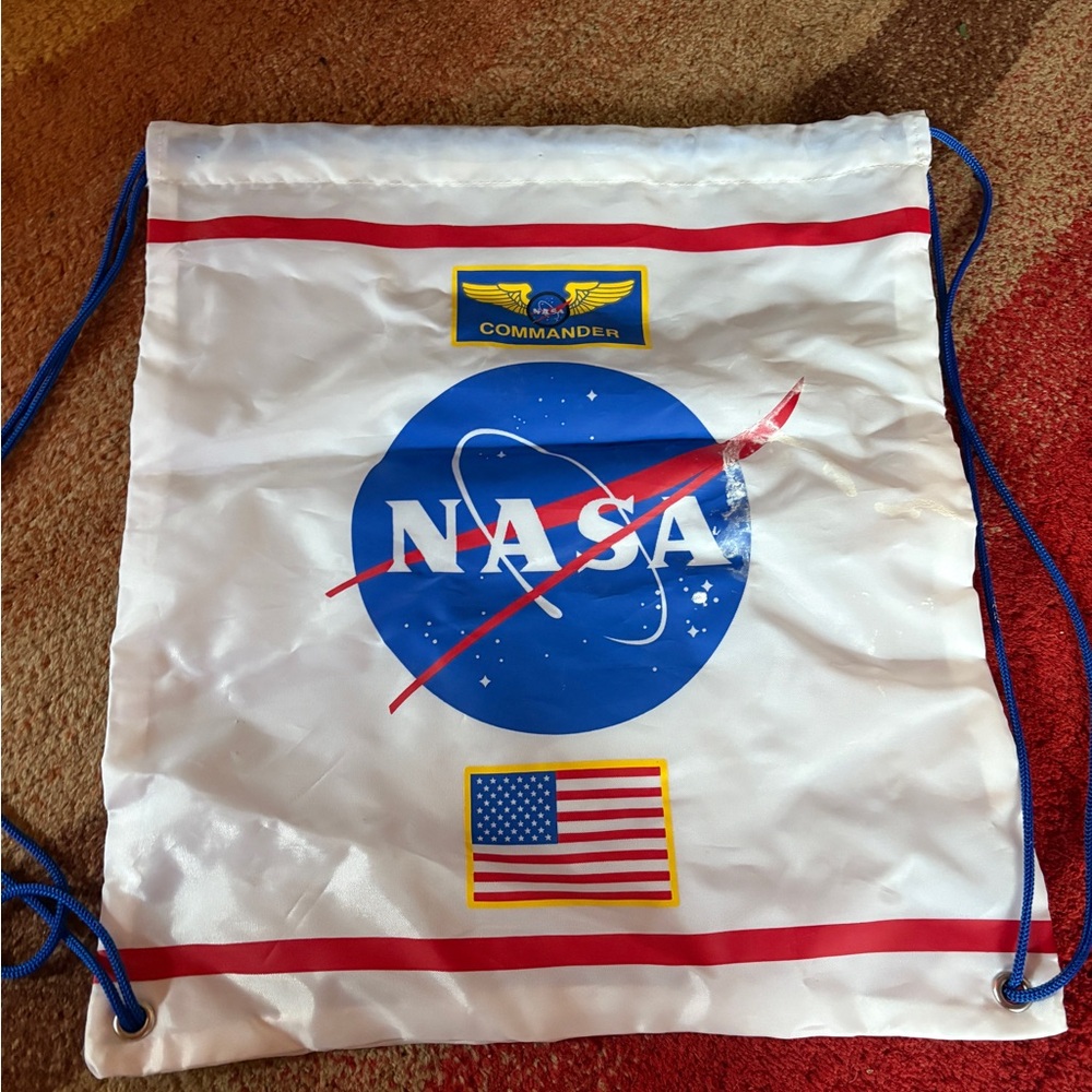NASA White Drawstring Bag